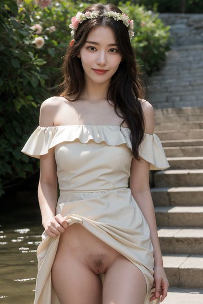 Sakura - shows pussy